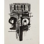 Henry Cliffe, British 1919-1993 - Vertical abstract form, 1964; ink on paper, signed with initials