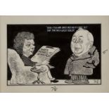 Walter Fawkes ('Trog'), British b.1924 - Harold Wilson; Queen agrees to separation, 1976; ink on