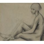 European school, 20th century - Sitting nude; pencil on paper, 24 x 27.8 cm: together together