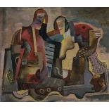 Morris Kestelman RA, British 1905-1998- Cubist composition; oil and pencil on paper, signed lower