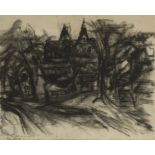 Lilian Holt, British 1898–1983 - Rouen Cathedral, 1953; charcoal on paper, signed and dated lower