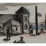 Josef Herman OBE RA, British/Polish 1911-2000 - Village scene; pastel, ink and wash on paper, 19.6 x