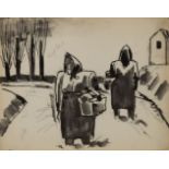 Josef Herman OBE RA, British/Polish 1911-2000 - Woman returning from work; ink and pencil on