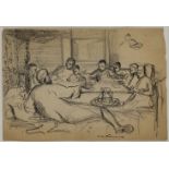 Alfred Wolmark RA, British/Polish 1877–1961- Seder evening, 1905; pencil on paper, 19.5 x 29 cm (