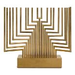 Yaacov Agam, Israeli b.1928- Menorah; gold-plated brass, signed to the base 'Yaacov Agam',