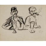 Friedrich Feigl, Czech 1884-1965- Portraits of two gentlemen drinking (recto), Portrait study of a