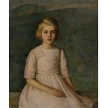 Harry Farlow, American 1882-1956- Portrait of a Margaret Hildt, seated three-quarter length,