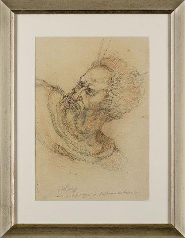 Léonard Sarluis, French 1874-1949- Study of a man's head and shoulders, turned to the left ( - Image 2 of 3