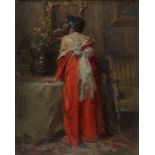 Alexandre-François Bonnardel, French 1867-1942- Lady in her Boudoir (recto), street scene (verso);