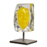 Theodor G. Sellner, German b.1947- Head; glass sculpture, 15 x 9 x 5.5 cm (including stand) (ARR)