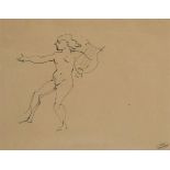 Andre Derain, French 1880-1954- Homme dansant; ink on paper, stamped with atelier mark, 24.7 x 32.