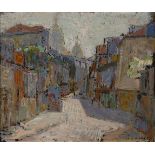 Jan Ekiert, Polish/French 1907-1993- Street scene in France; oil on board, signed 'Ekiert' lower