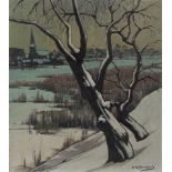 Achille van Sassenbrouck, Belgian 1886-1979- Winter trees; oil on canvas, signed 'Ach van