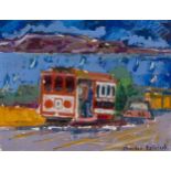 Charles Badoisel, French 1925-2009- Tram; oil on canvas, signed 'Charles Badoisel' lower right, 27 x