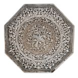 A small repousse work silver dish, Kandy, Sri Lanka, late 19th century, of octagonal form, with