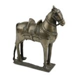 A bronze model of a horse, India, 17th century, on a rectangular base with central section