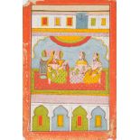 Women on a terrace, Jodhpur, India, 19th century, opaque pigments on paper, depicting a female