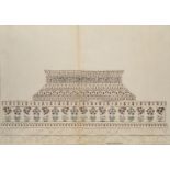 The side view of Mumtaz Mahal's Cenotaph, by an Agra artist, India, circa 1809, watercolor on