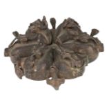 A small bronze spice box (pandan), India, 18th century, of flower-shaped form divided into heart-