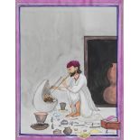 Kapur Singh of Amristar attributed, study of a silversmith or jewellery, circa 1880, gouache on