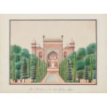 The Front Entrance to the Tajh Gateway Agra, Agra School, India, circa 1850, ink and opaque pigments