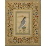 A pair of Mughal-style modern paintings of birds, India, 20th century, opaque pigments on cream