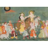 A hunting party of two rulers, possibly Maharaja Raj Singh (r. 1629-1680) and his father Jagar