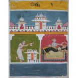 A scene from a Ragamala, central India, probably 17th century, opaque pigments on paper, a gentleman