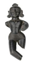 A Jain black stone fragmentary figure, India, 19th century, depicted wearing a necklace and with