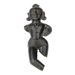 A Jain black stone fragmentary figure, India, 19th century, depicted wearing a necklace and with