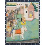 A General visiting a shrine, Guler, Pahari school, North India, circa 1840, opaque pigments