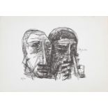 Francis Newton Souza (Indian, 12 April 1924 – 28 March 2002), Untitled (two heads), lithograph,