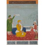 A portrait of Diwan Mokham Chand on a terrace, Sikh school, Punjab, India, circa 1840, opaque