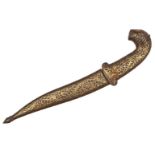 A Koftgari dagger, India, late 19th century, the steel dagger of straight form, the helt in the form