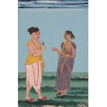 A Company School painting of a jeweller couple, Tanjore, South India, 19th century, opaque