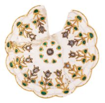 A Mughal rock crystal diamond-and emerald-set lid, India, 18th century, of lobed, domed form with