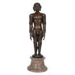 A bronze sculpture of the Jain hero Bahubali, India, Karnataka, late 19th century, standing in