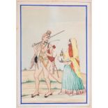 Bishan Singh (1836 - 1900) attributed, Sadhu and female companion, North India, circa 1870, opaque