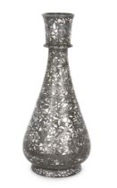 A silver inlaid bidri vase, North India, early 19th century, of a short, round foot, the tapering