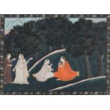 An Illustration to a Gita Govinda Series: Radha advised by her friends, Guler, Pahari school,