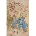 A prepatory drawing of elephants fighting, Rajasthan, India, circa 1620, opaque pigments and ink
