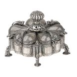 A silver spice box (pandan), Malwa, India, second half of the 19th century, of flower-shaped form