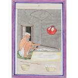 Kapur Singh of Amristar attributed, study of a glassblower, circa 1880, gouache on paper, within