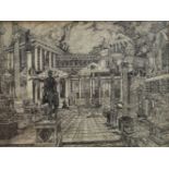 P McMullen, British school, mid/late-20th century- The Forum; pen and ink on paper, signed with