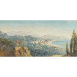 British School, mid-late 19th century- Mediterranean vistas; watercolours, four, 28.5 x 54.5 cm (