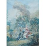 After Jean-Honoré Fragonard, French 1732-1806- The Progress of Love: The Lover Crowned; gouache on