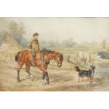 Edward Benjamin Herberte, British 1857-1893- Farmer on horseback; watercolour, signed and dated 1882