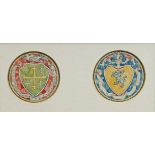 William Glasby, British 1863-1941- Design for stained glass; pencil & watercolour, two designs,