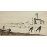 William Douglas Macleod, Scottish 1892-1963- Tuscany; etching, signed in pencil, 17.8 x 35.3 cm (