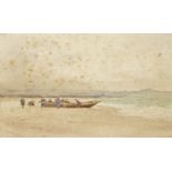 Sir Alfred East RA RI PRBA RPE, British 1849-1913- Fishermen on the Shores of the Gulf of Suruga;